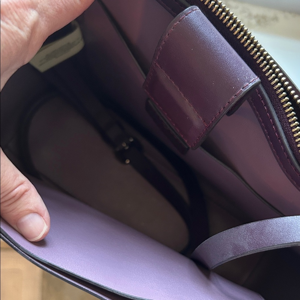 kate spade plum leather satchel with gold hardware - Picture 3 of 4